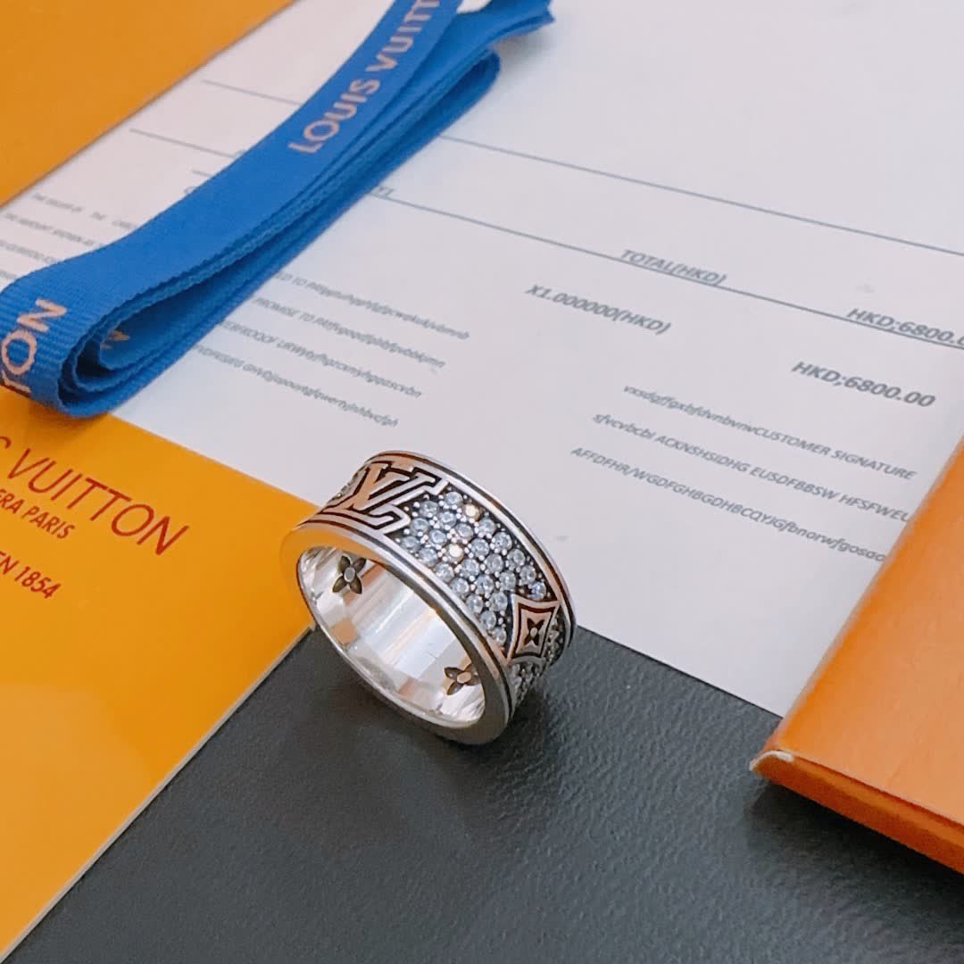 Louis Vuitton Silver Ring with Diamonds